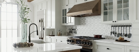 interiorof a white kitchen with wood accents 